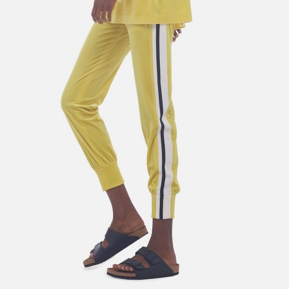Norma Kamali, Spring Green, offset stripe joggers. - Picture 7 of 9